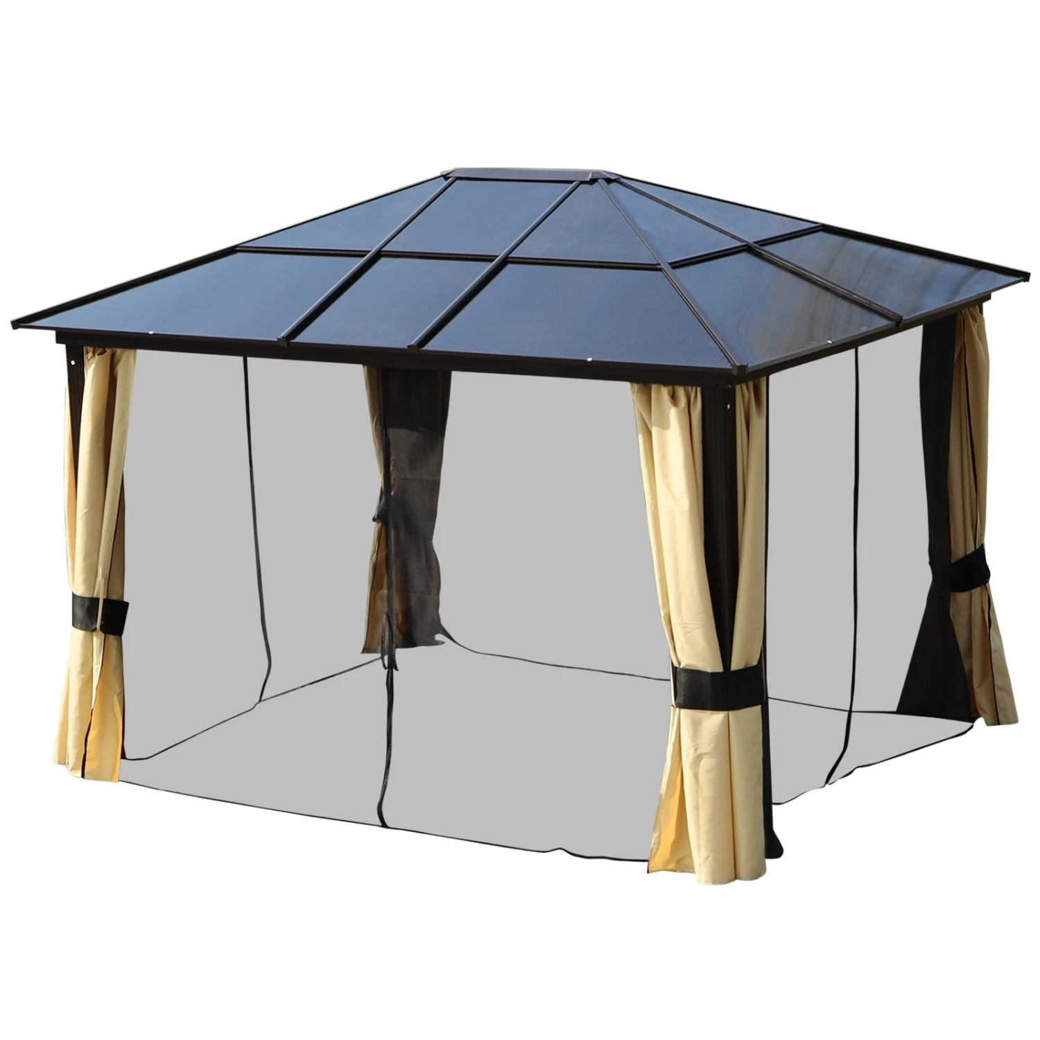 Outsunny 3 X 3.6m Gazebo Brown Black, Brown, Beige 1 Outsunny 3 X 3.6m Gazebo Brown Black, Brown, Beige