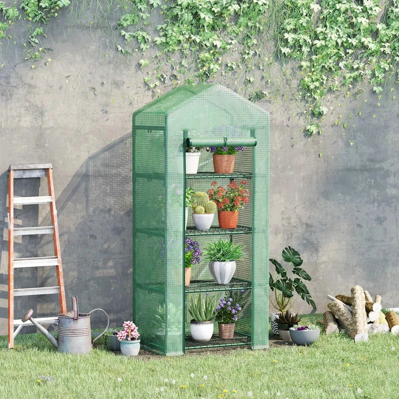 Outsunny Mini Greenhouse With 4 Tier 70 X 50 X 160 Cm - Green 2 Outsunny Mini Greenhouse With 4 Tier 70 X 50 X 160 Cm - Green - Image 2