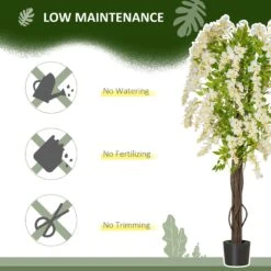 HOMCOM Artificial Realistic White Wisteria Tree For Indoor Outdoor Décor, 160cm 11 HOMCOM Artificial Realistic White Wisteria Tree For Indoor Outdoor Décor, 160cm -Home Furnishing Serie Shop Nv9edd17dc3540435 cc879704 5f51 4fac b2de d937190c3e7a