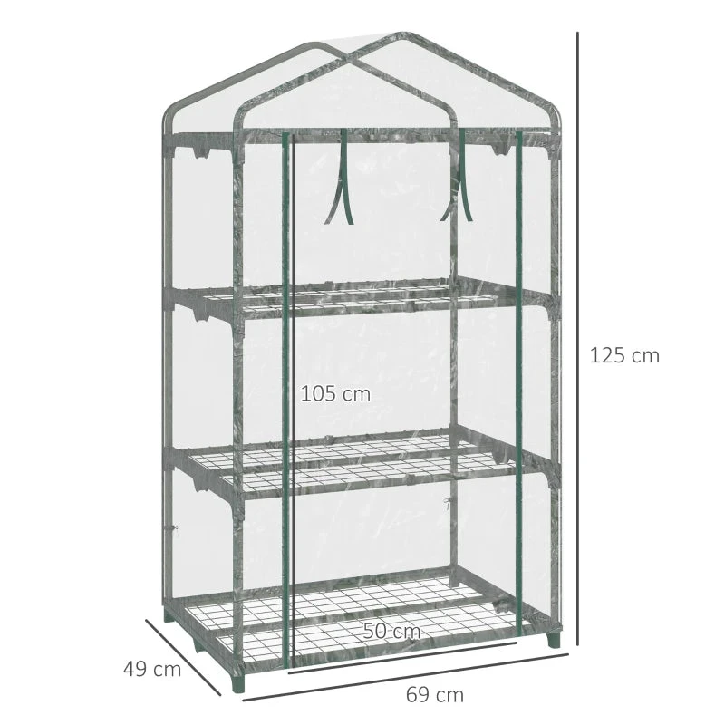Outsunny Mini Greenhouse 3 Tier 69Lx49Wx125H Cm - Clear 3 Outsunny Mini Greenhouse 3 Tier 69Lx49Wx125H Cm - Clear - Image 3