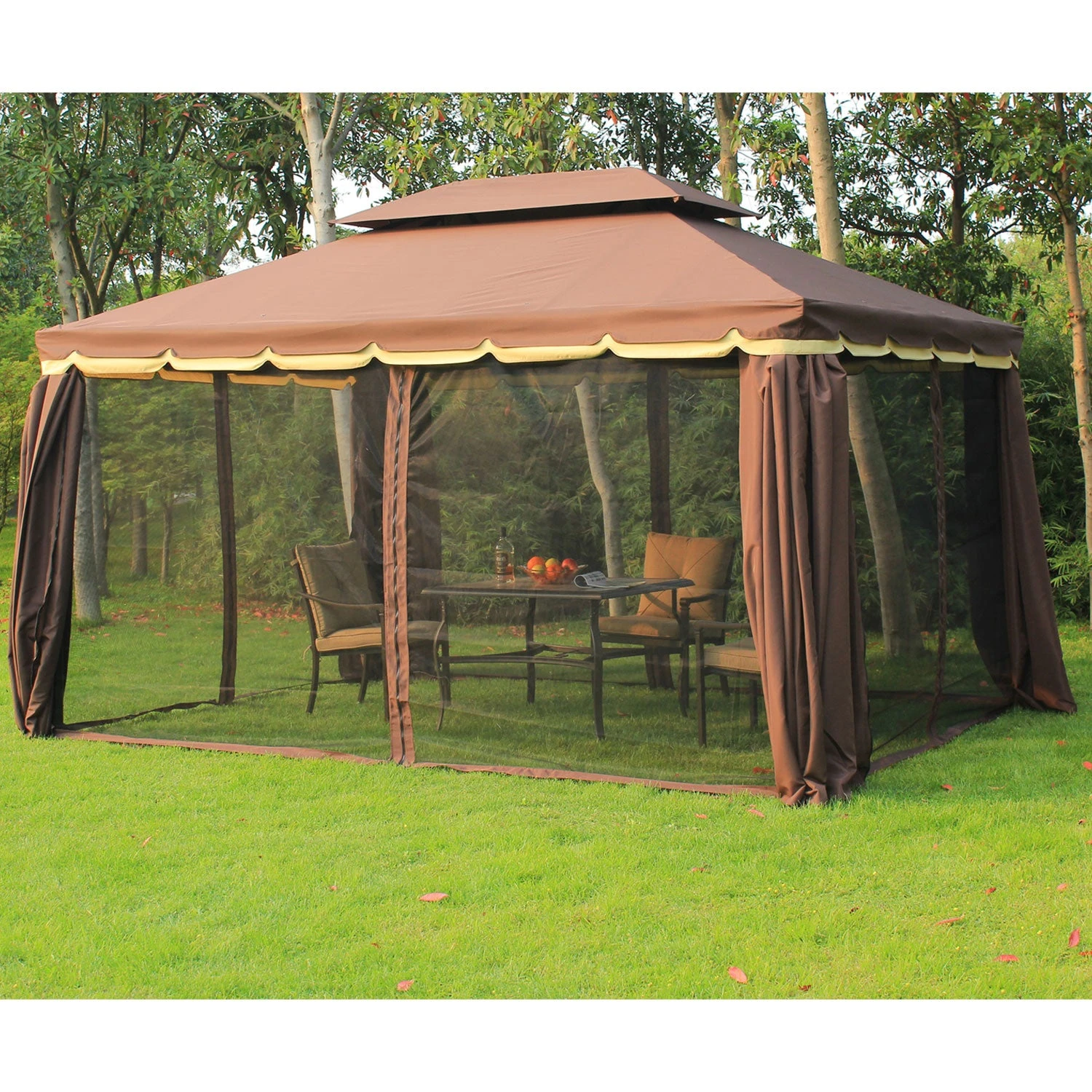 Outsunny Garden Gazebo - Brown 5 Outsunny Garden Gazebo - Brown - Image 5