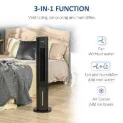 HOMCOM 42" Portable Air Cooler, Humidifier Evaporative Ice Cooling Fan Water Conditioner Unit With 3 Modes, 3 Speed, Remote Controller, Timer, Oscillating For Home Quiet Bedroom, Black -Home Furnishing Serie Shop Otcb1017fb5e7f945 jpg