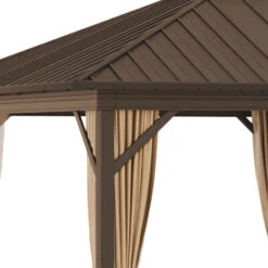 Outsunny Hardtop Gazebo With Curtains 3.6 X 3m - Brown -Home Furnishing Serie Shop Oz33d618141203190 jpg