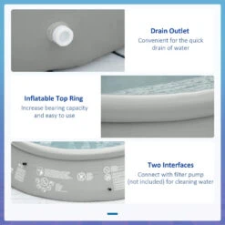 Outsunny Swimming Paddling Pool Round 274cm X 76cm - Grey -Home Furnishing Serie Shop Ozo75618035393b32 jpg