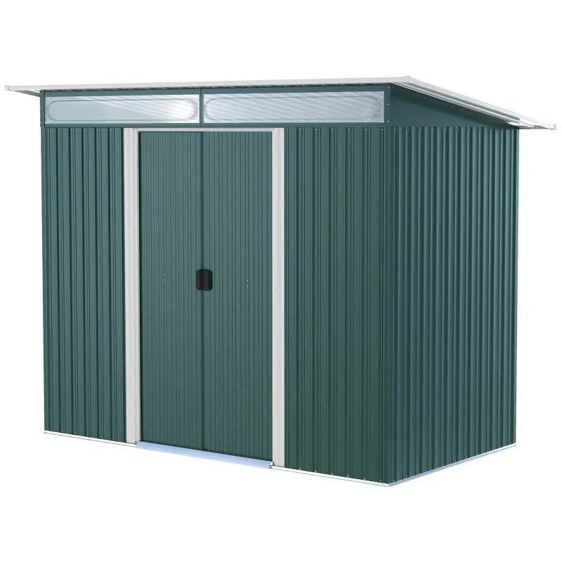 Outsunny Metal Garden Shed 260L X 133W X 200Hcm - Green 11 Outsunny Metal Garden Shed 260L X 133W X 200Hcm - Green - Image 11