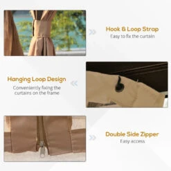 Outsunny Hardtop Gazebo With Curtains 3.6 X 3m - Brown -Home Furnishing Serie Shop P7Mb1018141203190 jpg