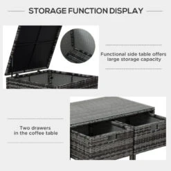 Outsunny Rattan Corner Sofa Set 1.3m - Grey -Home Furnishing Serie Shop PEe7561821a153f44 jpg