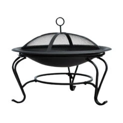 Outsunny Steel Fire Pit, Φ 56x45H Cm (Lid Included)-Black