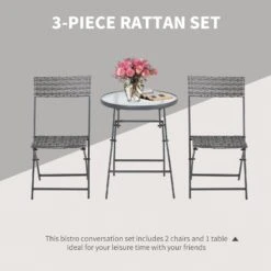 Outsunny Rattan Bistro Set - Grey -Home Furnishing Serie Shop PyAa0917eecc2a4ff