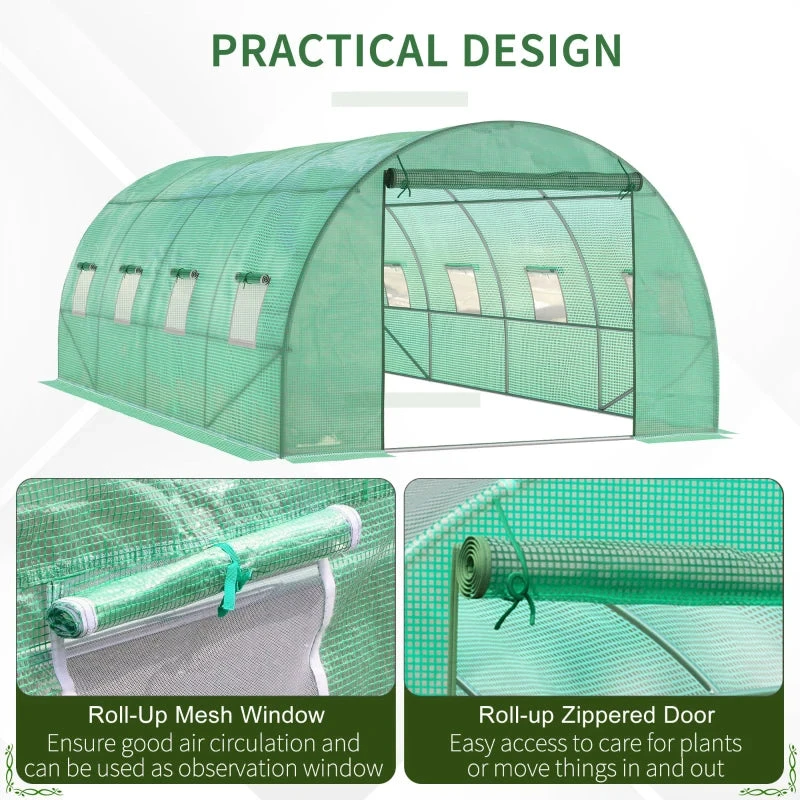 Outsunny Greenhouse Tunnel 6 X 3 M - Green 6 Outsunny Greenhouse Tunnel 6 X 3 M - Green - Image 6