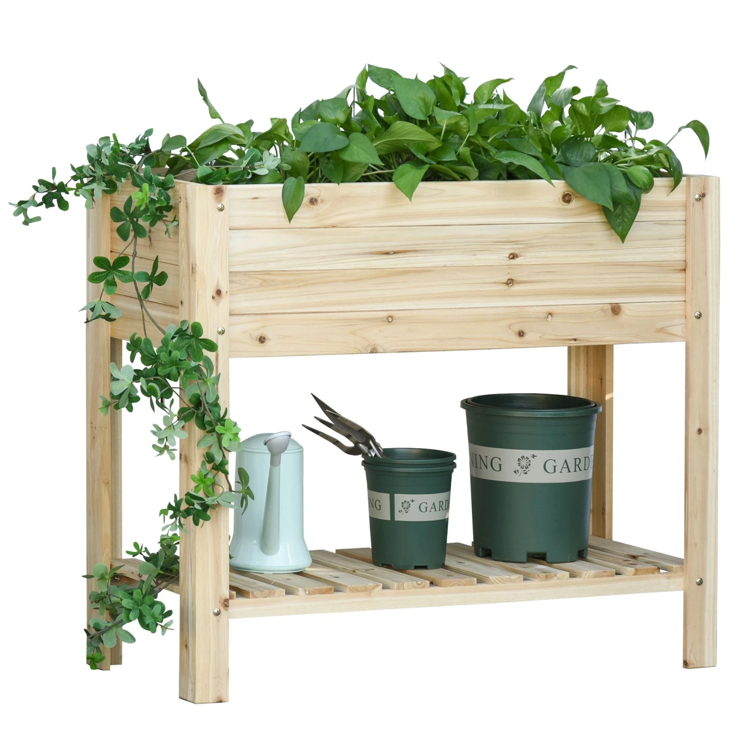 Outsunny Wooden Raised Plant Stand 100 X 40 X 84cm 9 Outsunny Wooden Raised Plant Stand 100 X 40 X 84cm - Image 9