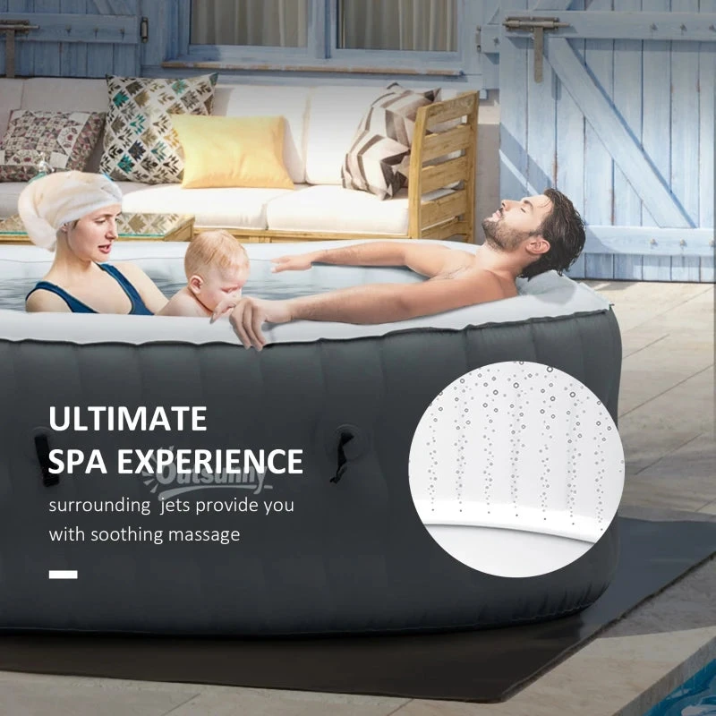 Outsunny Inflatable Hot Tub Spa Square For 4-6 People 180cm - Grey 5 Outsunny Inflatable Hot Tub Spa Square For 4-6 People 180cm - Grey - Image 5