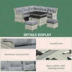 Outsunny Outdoor Wicker Sofa Furniture Set 1.2m 6 Piece - Grey 16 Outsunny Outdoor Wicker Sofa Furniture Set 1.2m 6 Piece - Grey -Home Furnishing Serie Shop QRzb1017f01012463 jpg