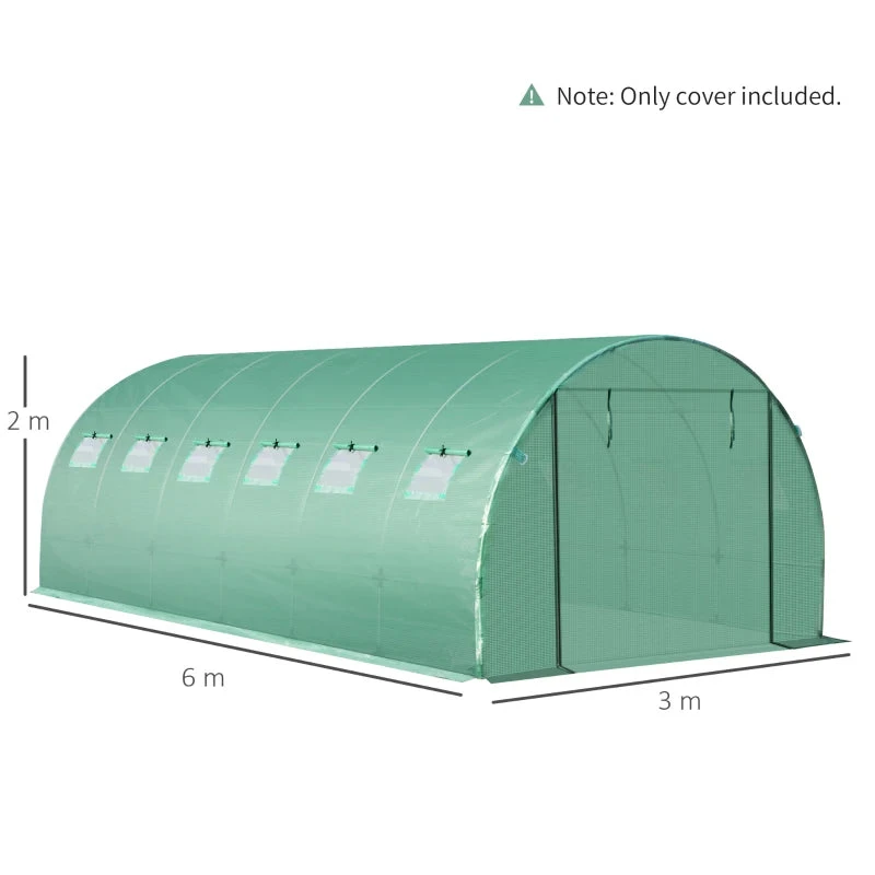Outsunny Greenhouse Cover Replacement 6 X 3 X 2m - Green 4 Outsunny Greenhouse Cover Replacement 6 X 3 X 2m - Green - Image 4