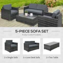 Outsunny Rattan Sofa Set 4 Piece - Grey -Home Furnishing Serie Shop R3288c1863a6e2bc2 jpg