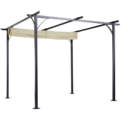 Outsunny Outdoor Metal Pergola With Retractable Awning Canopy 3x3m - Beige 21 Outsunny Outdoor Metal Pergola With Retractable Awning Canopy 3x3m - Beige -Home Furnishing Serie Shop RLEdaa18379073ae7 jpg