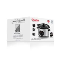 Swan Slow Cooker 1.5L - Stainless Steel 5 Swan Slow Cooker 1.5L - Stainless Steel -Home Furnishing Serie Shop SF17010N BOX 2