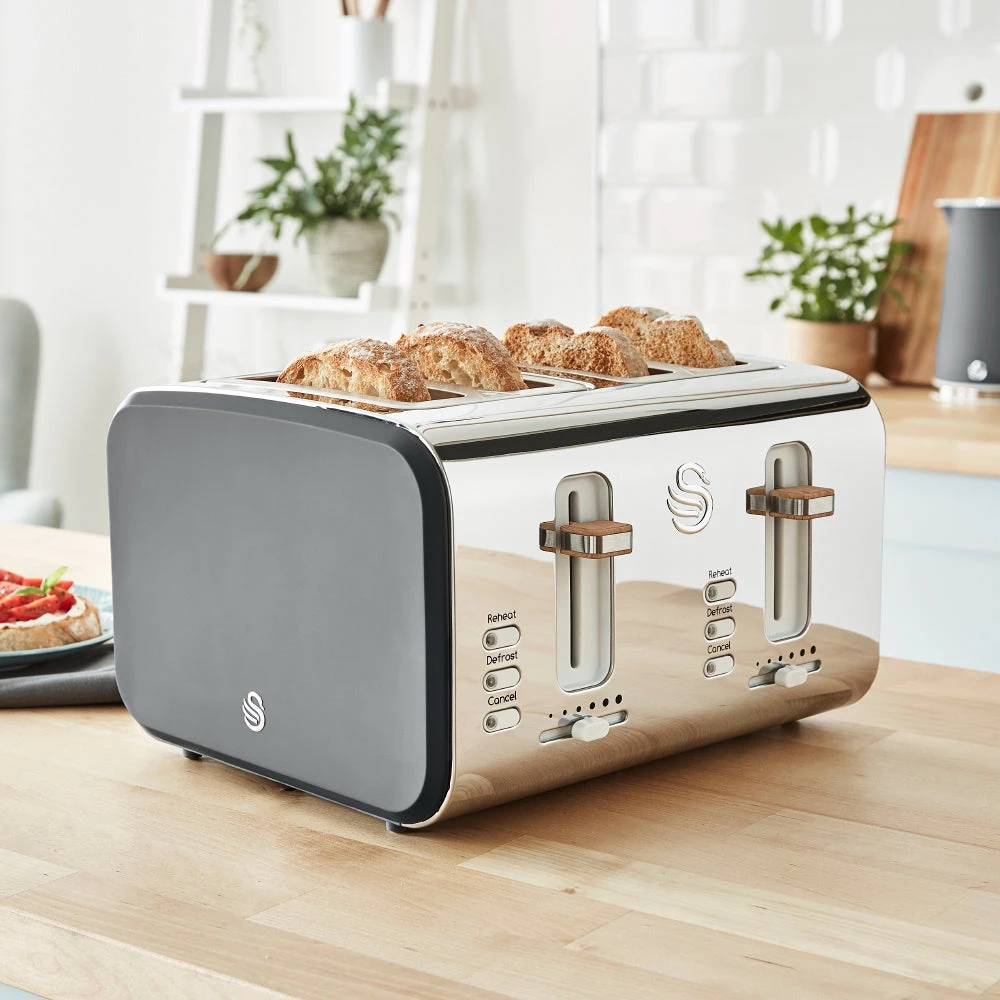 Swan Nordic 4 Slice Toaster - Grey 2 Swan Nordic 4 Slice Toaster - Grey - Image 2