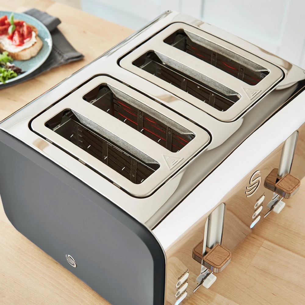 Swan Nordic 4 Slice Toaster - Grey 4 Swan Nordic 4 Slice Toaster - Grey - Image 4