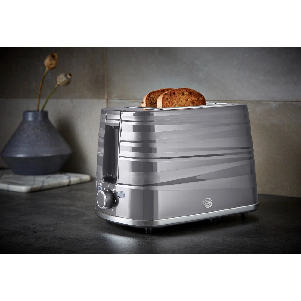 Swan Symphony 2 Slice Toaster - Grey 2 Swan Symphony 2 Slice Toaster - Grey - Image 2