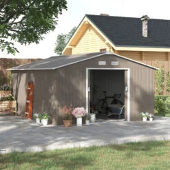 Outsunny Metal Shed 13 X 11ft - Light Grey 20 Outsunny Metal Shed 13 X 11ft - Light Grey -Home Furnishing Serie Shop SXx6ff18573b67a6d jpg