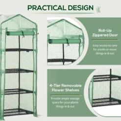 Outsunny Mini Greenhouse With 4 Tier 70 X 50 X 160 Cm - Green 14 Outsunny Mini Greenhouse With 4 Tier 70 X 50 X 160 Cm - Green -Home Furnishing Serie Shop SZdb1018164f607fd jpg