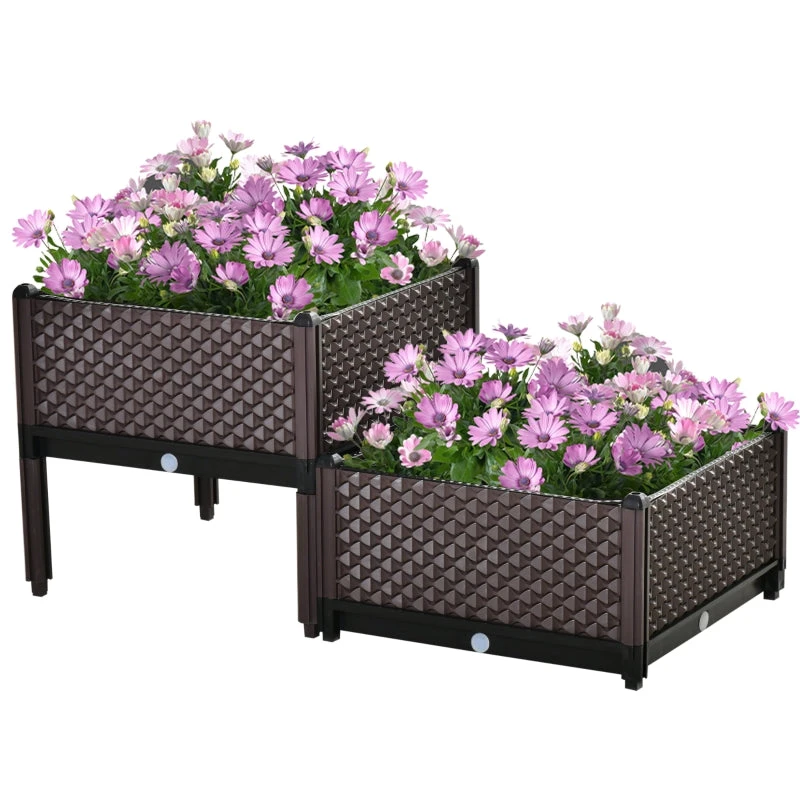 Outsunny 2-Piece Raised Garden Bed Planter Box Brown 1 Outsunny 2-Piece Raised Garden Bed Planter Box Brown