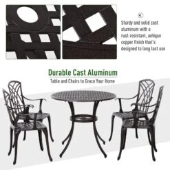 Outsunny Patio Cast Aluminium 5 PCS Dining Table & 4 Chairs Set Outdoor Garden Furniture 12 Outsunny Patio Cast Aluminium 5 PCS Dining Table & 4 Chairs Set Outdoor Garden Furniture -Home Furnishing Serie Shop SkY0ec17dc3c1dd29