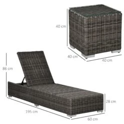Outsunny 2 Seater Adjustable PE Rattan Wicker Lounge Set Half-Round Wicker Recliner Bed -Home Furnishing Serie Shop Soaa1217eecc28ebe