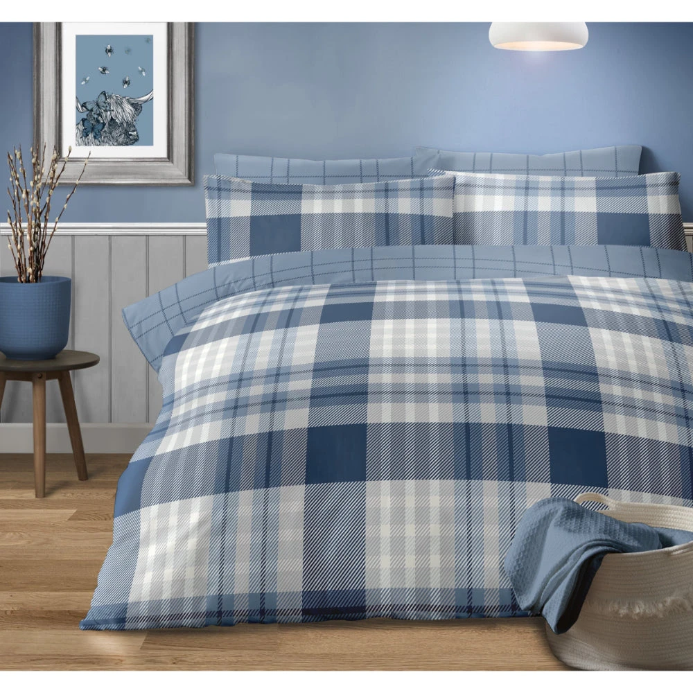 Lewis's Stockbridge Brushed Cotton Duvet Set -Blue 1 Lewis's Stockbridge Brushed Cotton Duvet Set -Blue