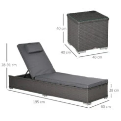 Outsunny Outdoor Rattan Lounger Set With Table - Grey -Home Furnishing Serie Shop Szoa12186bb7454bc jpg
