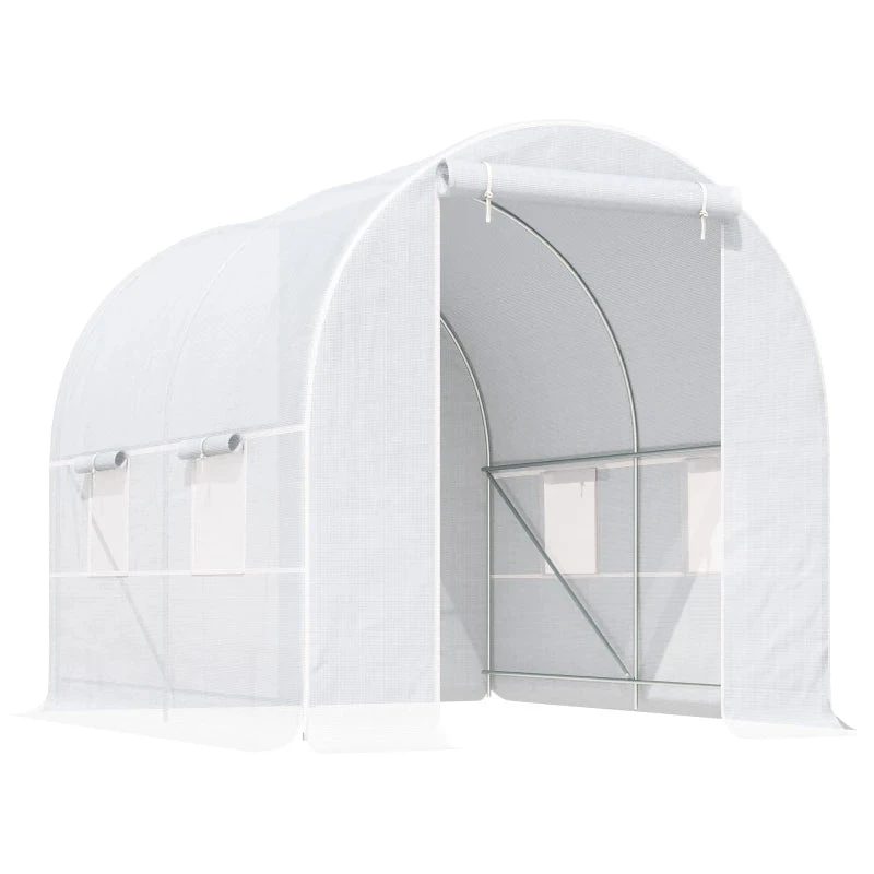 Outsunny Greenhouse Polytunnel 2.5 X 2 X 2 M - White 1 Outsunny Greenhouse Polytunnel 2.5 X 2 X 2 M - White