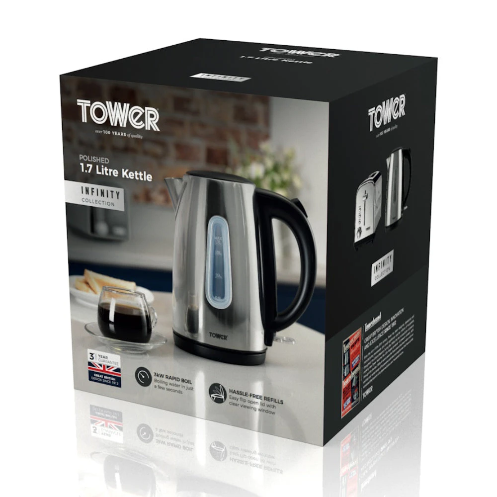 Tower Infinity Jug Kettle 3KW 1.7L - Stainless Steel 4 Tower Infinity Jug Kettle 3KW 1.7L - Stainless Steel - Image 4