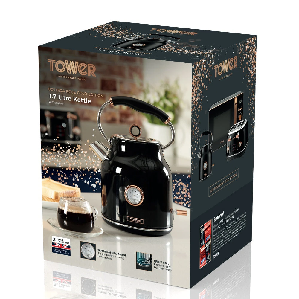 Tower Bottega Kettle 1.7L - Black & Rose Gold 3 Tower Bottega Kettle 1.7L - Black & Rose Gold - Image 3
