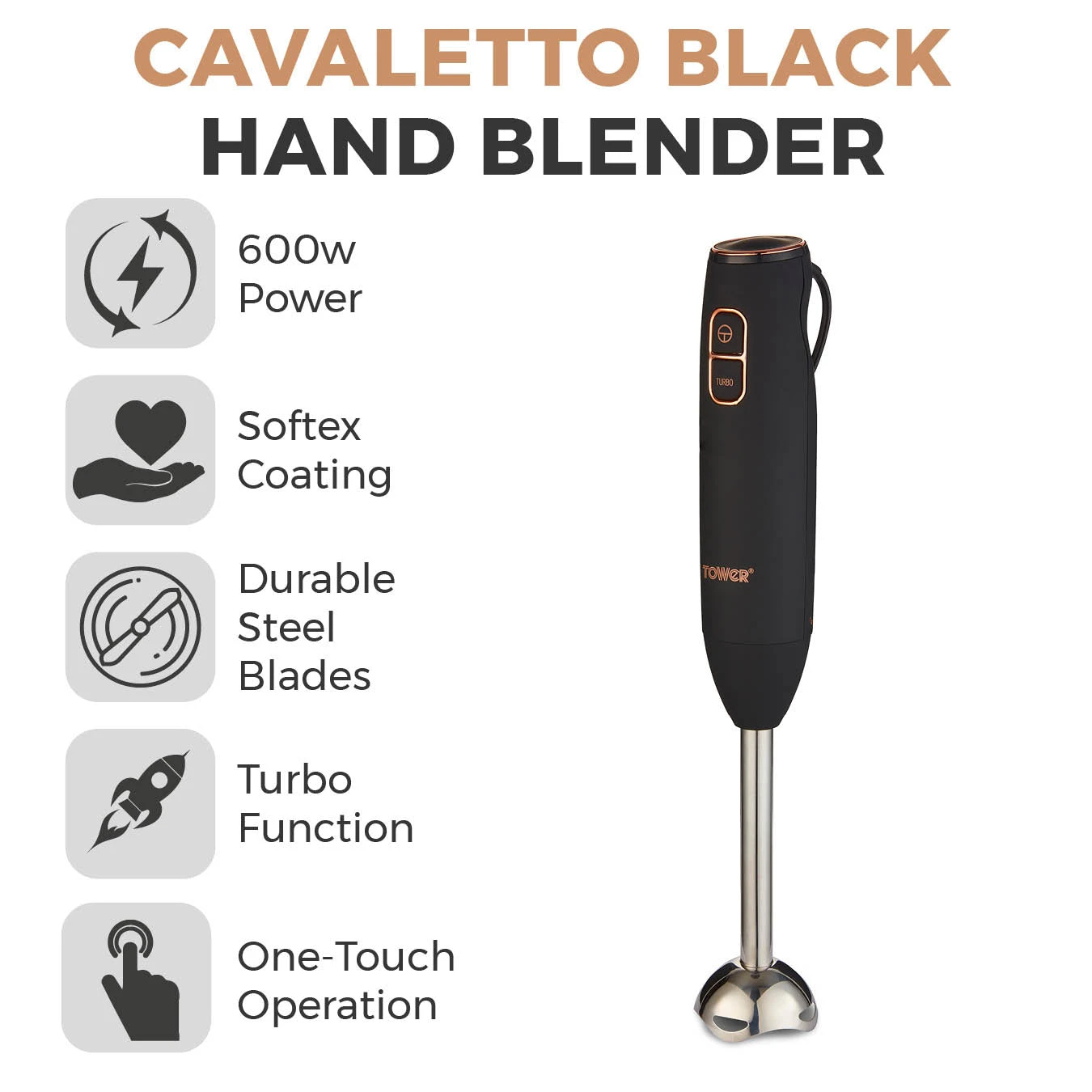 Tower Cavaletto 600W Stick Blender - Black 2 Tower Cavaletto 600W Stick Blender - Black - Image 2