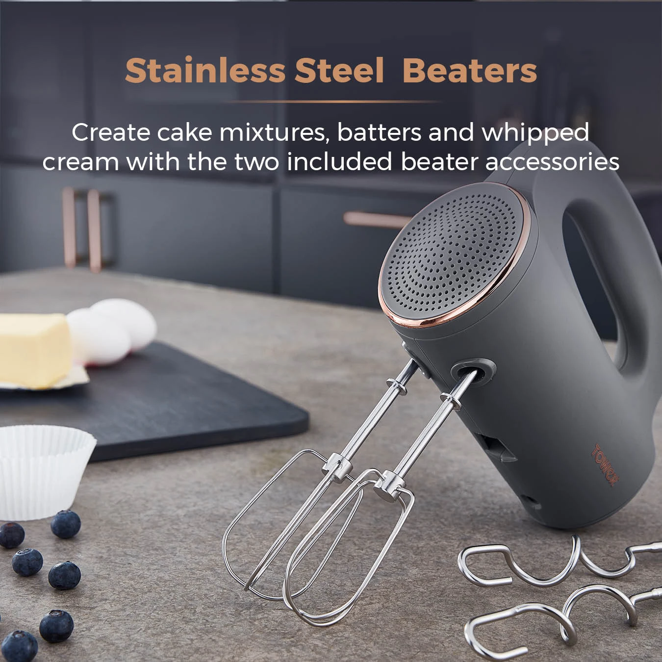 Tower Cavaletto 300W Hand Mixer - Grey 5 Tower Cavaletto 300W Hand Mixer - Grey - Image 5