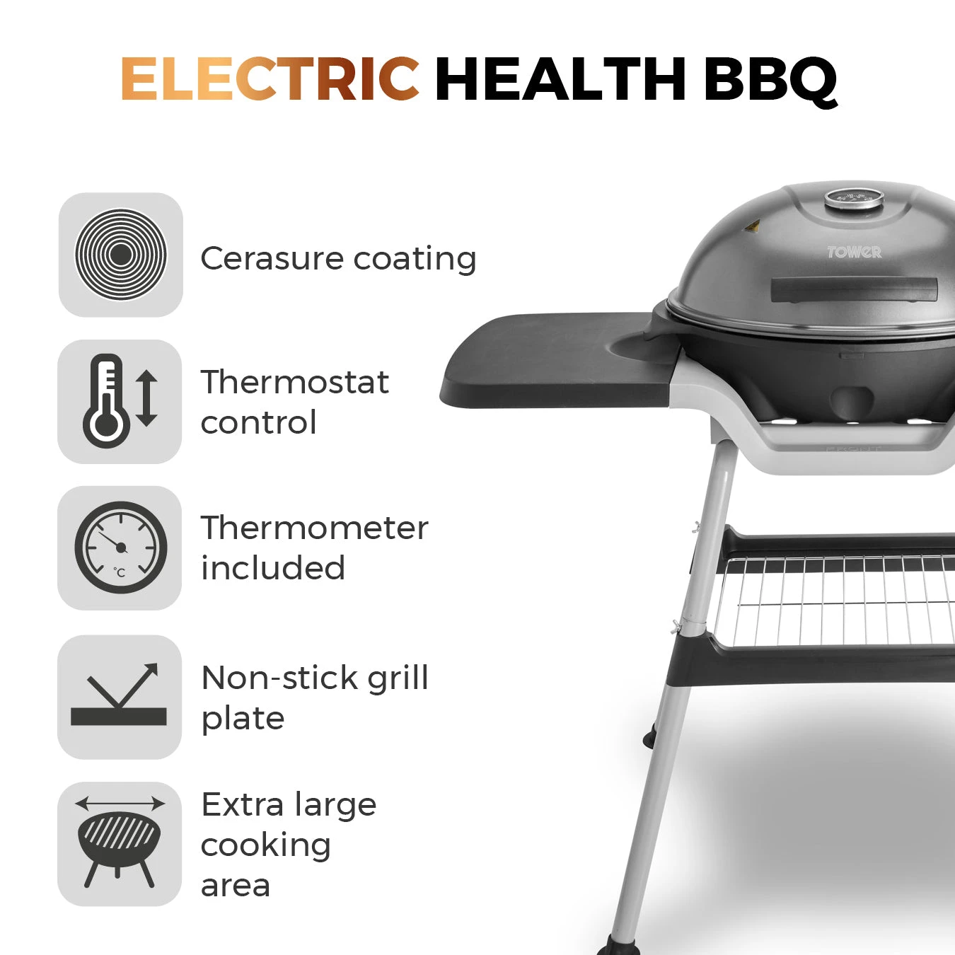 Tower Cerasure Electric BBQ Grill XL 2 Tower Cerasure Electric BBQ Grill XL - Image 2