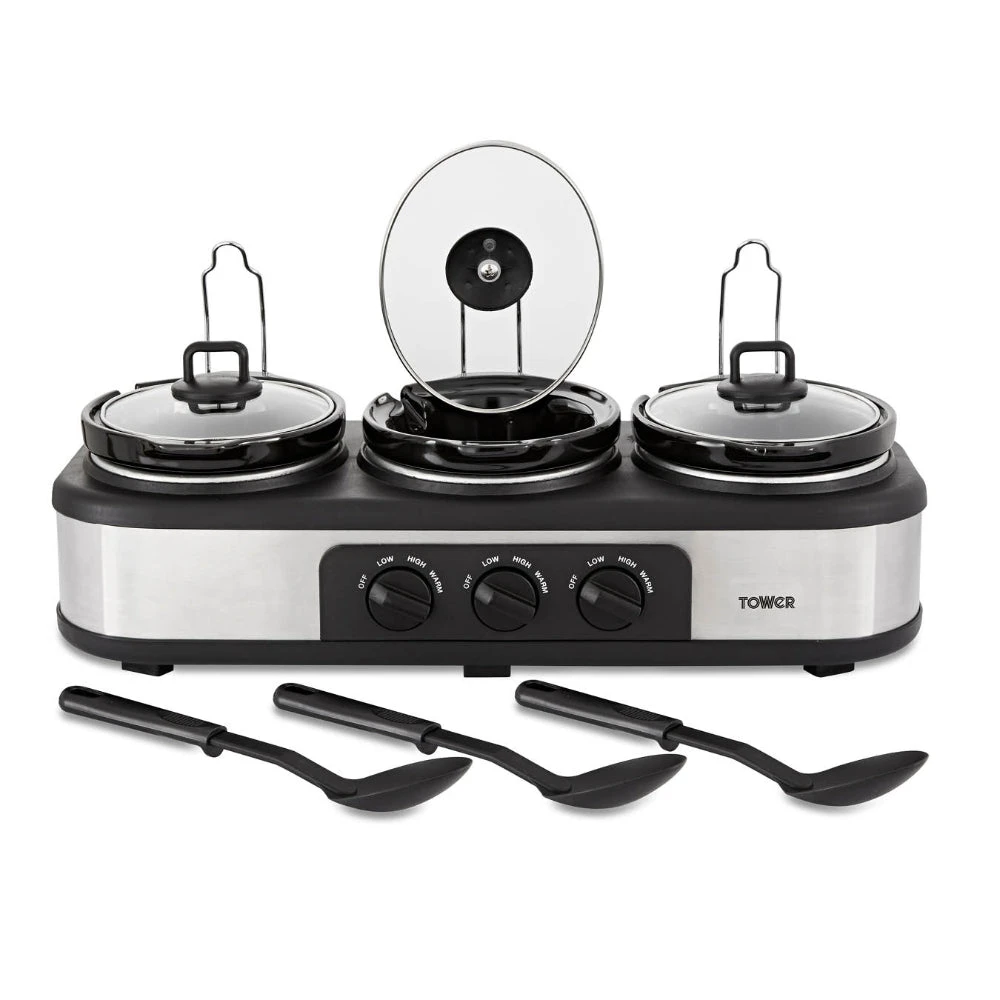 Tower Slow Cooker Three Pot - Black 1 Tower Slow Cooker Three Pot - Black