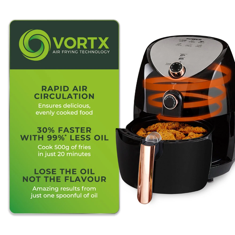 Tower Manual Air Fryer 4.3L - Rose Gold 6 Tower Manual Air Fryer 4.3L - Rose Gold - Image 6