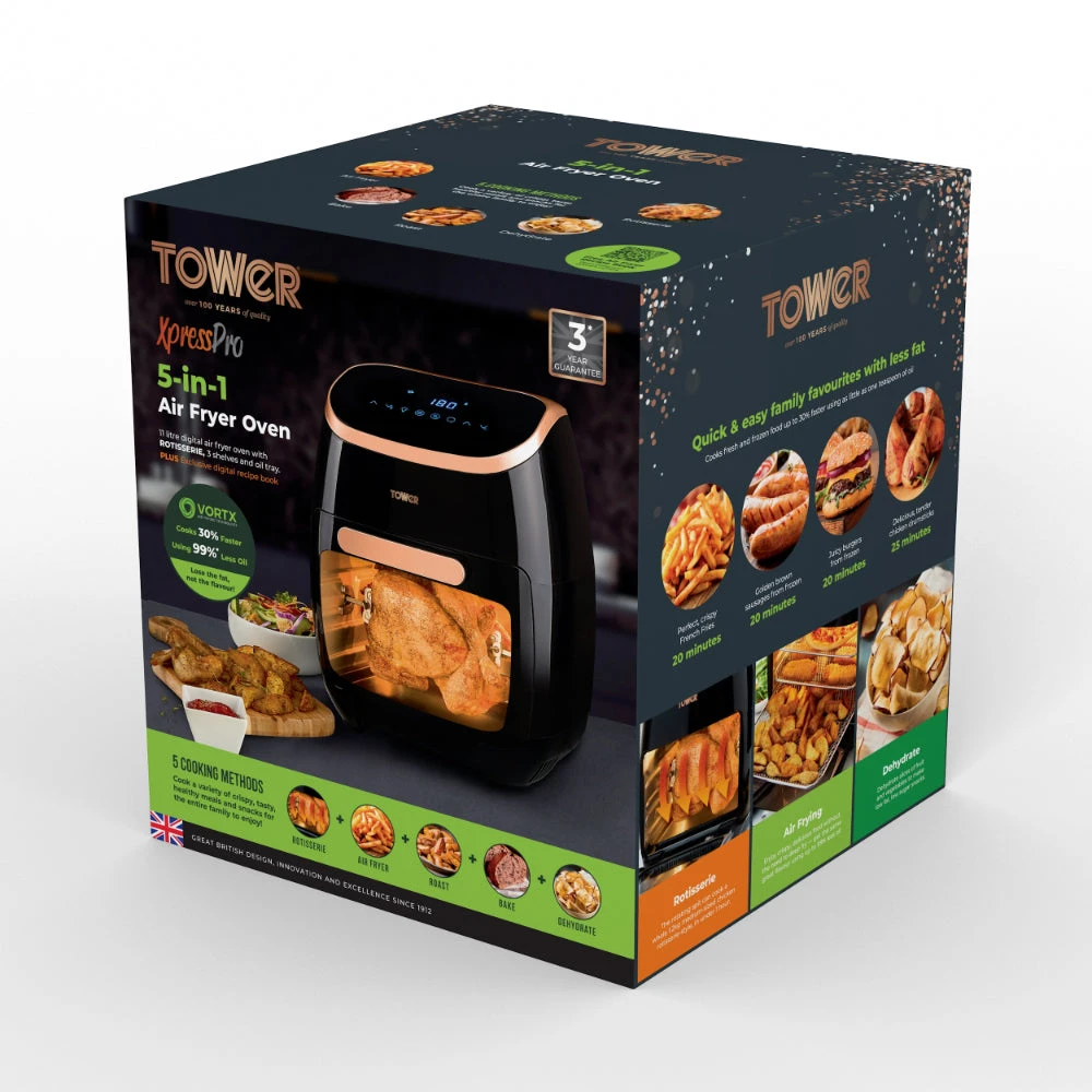 Tower Vortx Air Fryer Oven 11L - Black 17 Tower Vortx Air Fryer Oven 11L - Black - Image 17