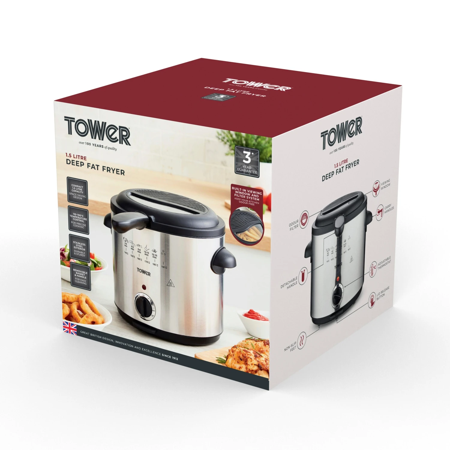 Tower Stainless Steel Deep Fryer 1.5Litre 10 Tower Stainless Steel Deep Fryer 1.5Litre - Image 10