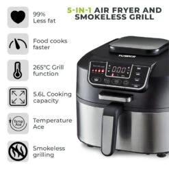 Tower Smokeless Grill 5.6L 5in1 - Black 15 Tower Smokeless Grill 5.6L 5in1 - Black -Home Furnishing Serie Shop T17086 02