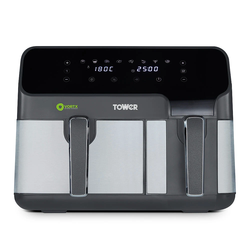 Tower Vortx Eco Duo Basket Air Fryer 8.5L - Grey 1 Tower Vortx Eco Duo Basket Air Fryer 8.5L - Grey