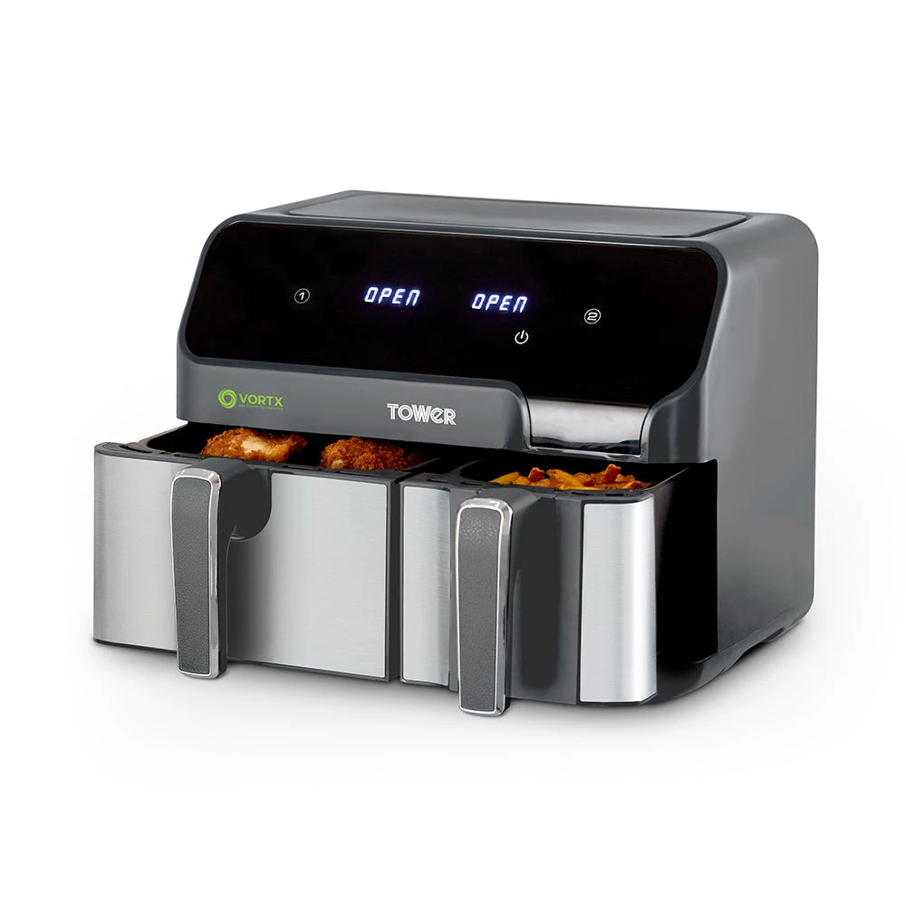 Tower Vortx Eco Duo Basket Air Fryer 8.5L - Grey 10 Tower Vortx Eco Duo Basket Air Fryer 8.5L - Grey - Image 10