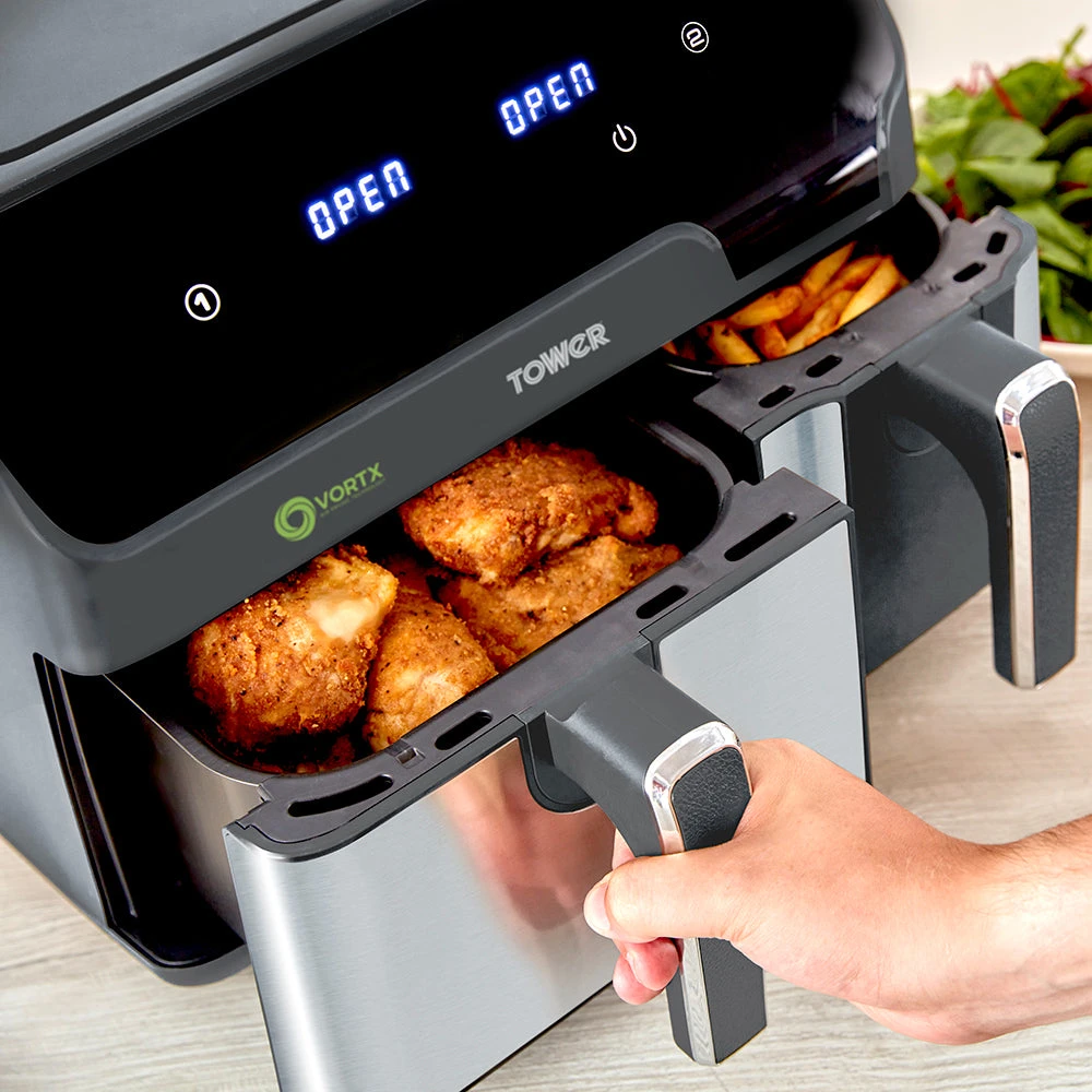 Tower Vortx Eco Duo Basket Air Fryer 8.5L - Grey 3 Tower Vortx Eco Duo Basket Air Fryer 8.5L - Grey - Image 3