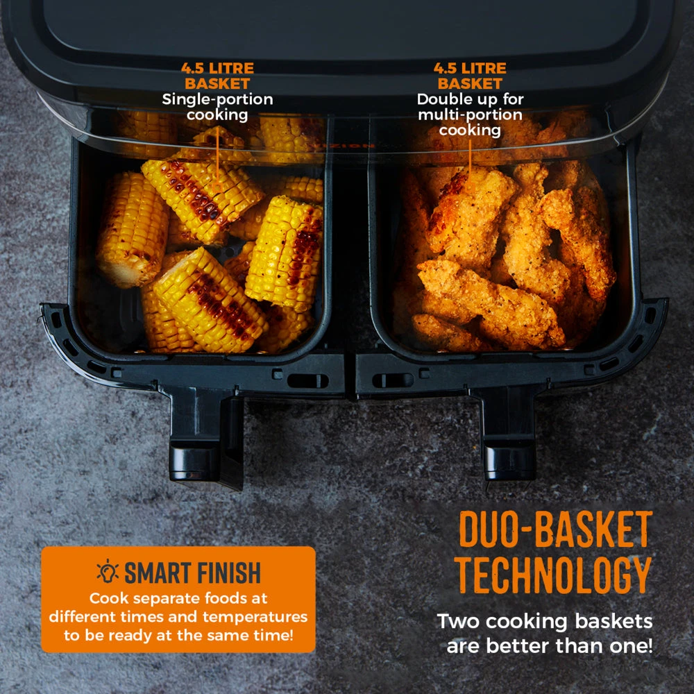 Tower Vortx Vizion Dual Basket Air Fryer 9L - Black 3 Tower Vortx Vizion Dual Basket Air Fryer 9L - Black - Image 3