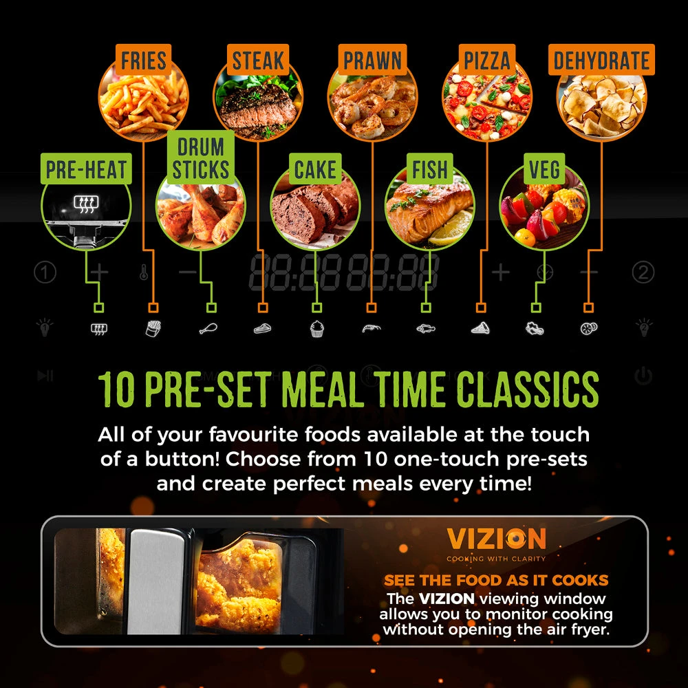 Tower Vortx Vizion Dual Basket Air Fryer 9L - Black 5 Tower Vortx Vizion Dual Basket Air Fryer 9L - Black - Image 5