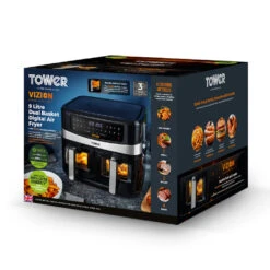 Tower Vortx Vizion Dual Basket Air Fryer 9L - Black 16 Tower Vortx Vizion Dual Basket Air Fryer 9L - Black -Home Furnishing Serie Shop T17100 09