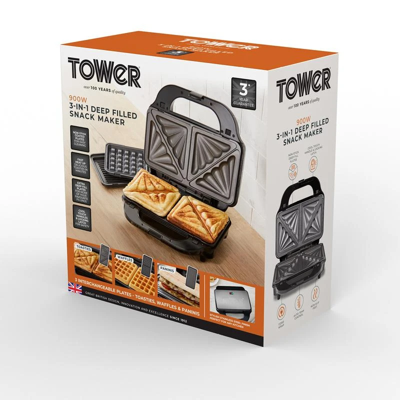 Tower Deep Fill Sandwich Maker 3in1 - Stainless Steel 10 Tower Deep Fill Sandwich Maker 3in1 - Stainless Steel - Image 10