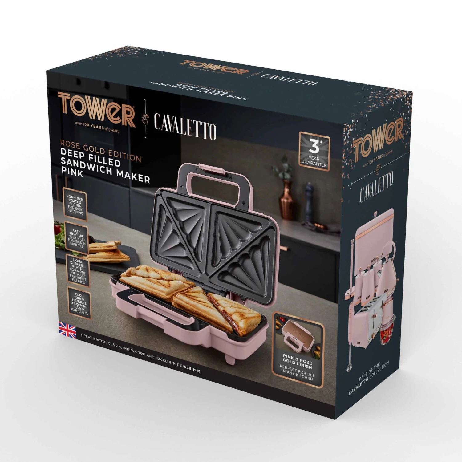 Tower Cavaletto 900W Sandwich Maker - Pink 9 Tower Cavaletto 900W Sandwich Maker - Pink - Image 9